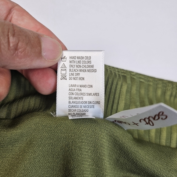 Salt + Cove Women's Juniors' Ribbed Two-Piece Bikini Set Green Swimwear Size M - Picture 14 of 16